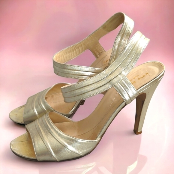 Kate Spade Soft Gold Leather Lightweight Slingback Sandals Size 8.5 - Picture 1 of 16